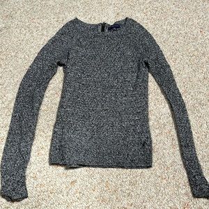 AEO Gray knit back zip crew neck sweater size XS